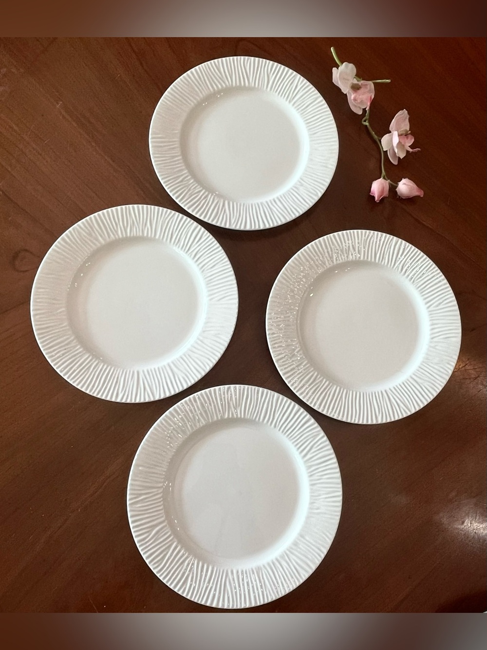Apropos Millennia (No Trim) Fine White Porcelain Salad/Lunch Plates, Set of 4